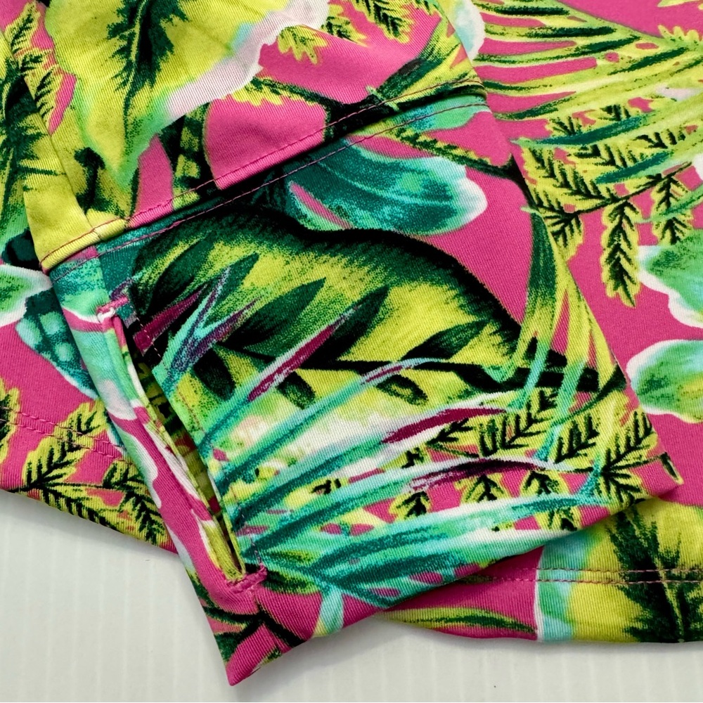 Tommy Bahama Golf Women’s Pink Green Tropical Floral Quarter Zip Top Large - Picture 2 of 8